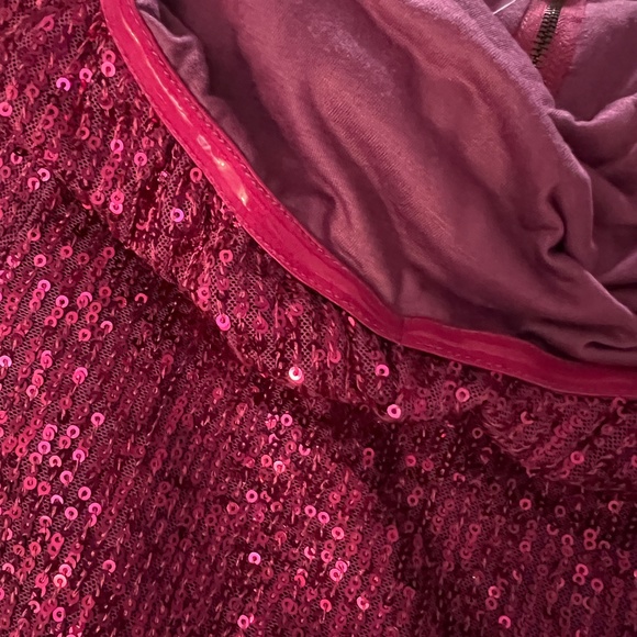 NWT Free People Frida Ruffle Mini Dress Pink Magenta Sequin - Picture 6 of 8